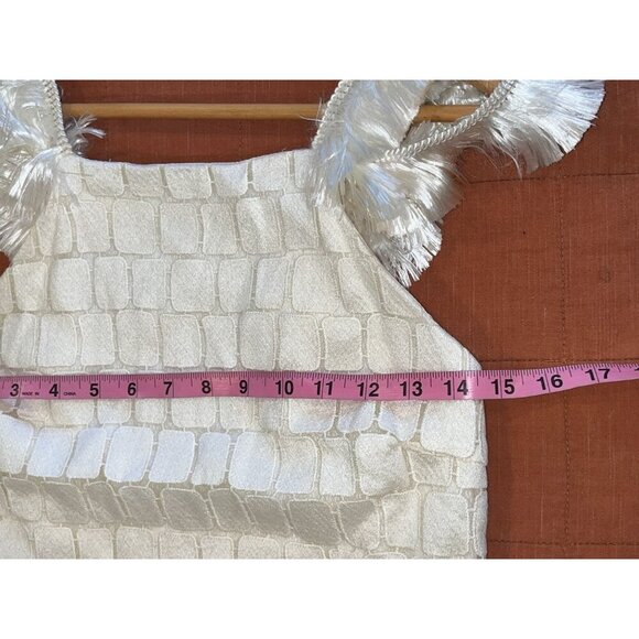 Alexis 'Jasmine Paneled Tas-sel Trim Shift Dress' Size XS Womens - White - Picture 9 of 10